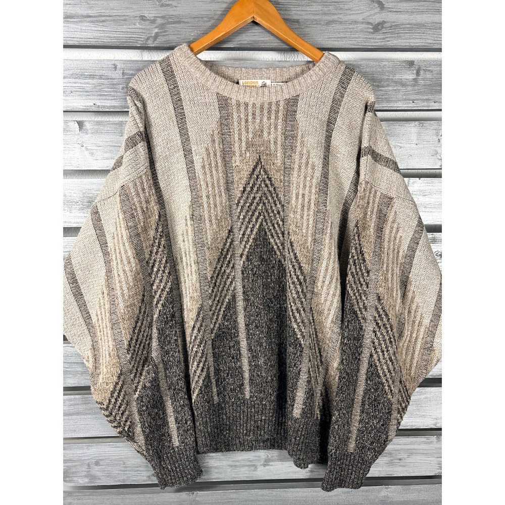 London Towne Vintage 90s Geometric Cosby Coogi Sweater Mens 2XL Made in USA